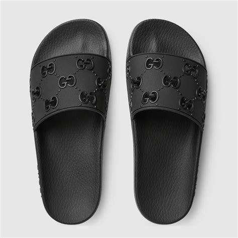 gucci slides women's black|Gucci slides black worn.